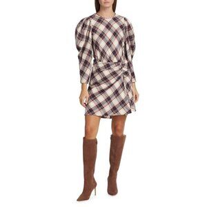 NWT VERONICA BEARD Agnor Plaid Puff Sleeve Mini Dress SIZE 4
